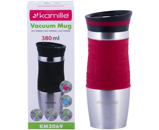 Термокружка 380 мл с TPR-вставкой Kamille (2069), изображение 6