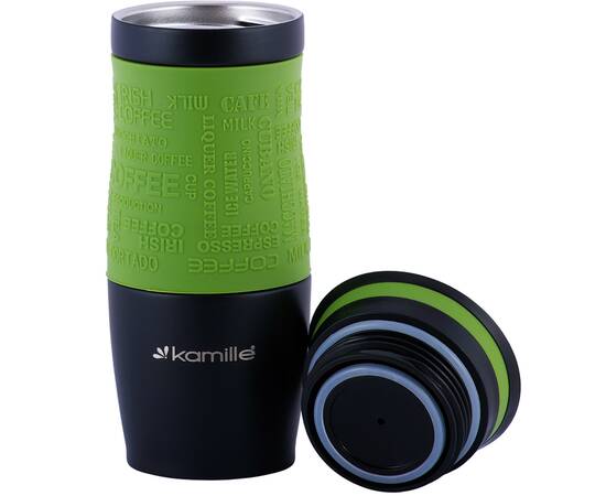 Термокружка 380 мл с TPR-вставкой Kamille (2069A)