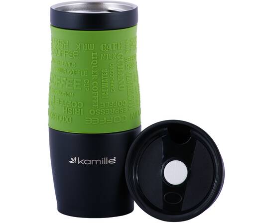 Термокружка 380 мл с TPR-вставкой Kamille (2069A)