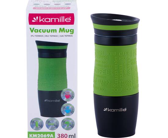 Термокружка 380 мл с TPR-вставкой Kamille (2069A)