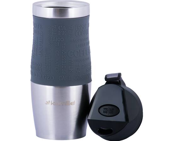 Термокружка 380 мл с TPR-вставкой и ремешком Kamille (2052), изображение 4