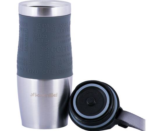 Термокружка 380 мл с TPR-вставкой и ремешком Kamille (2052), изображение 5