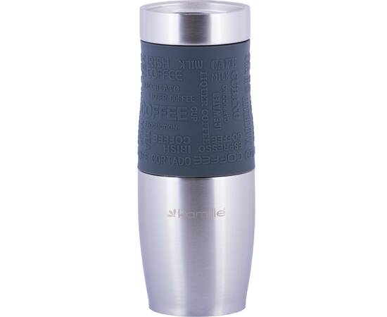 Термокружка 480 мл с TPR-вставкой и ремешком Kamille (2051), изображение 3