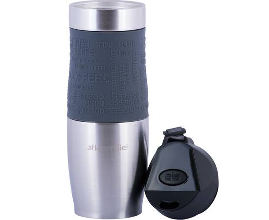 Термокружка 480 мл с TPR-вставкой и ремешком Kamille (2051), изображение 4