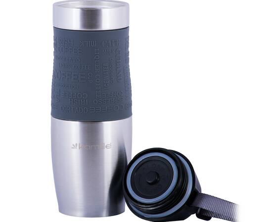 Термокружка 480 мл с TPR-вставкой и ремешком Kamille (2051), изображение 5