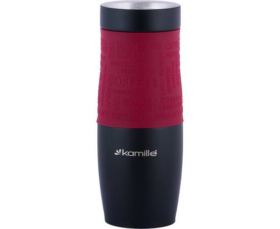 Термокружка 480 мл с TPR-вставкой и ремешком Kamille (2067)