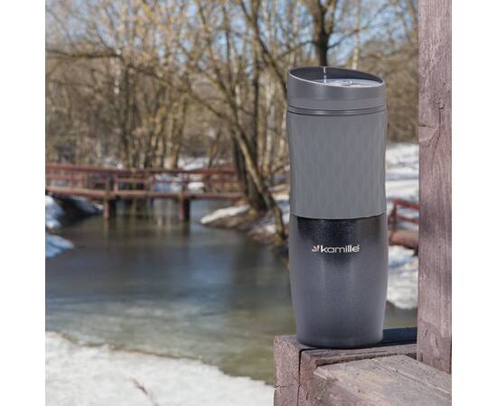 Термокружка 500 мл с TPR вставкой Kamille (2047), изображение 3