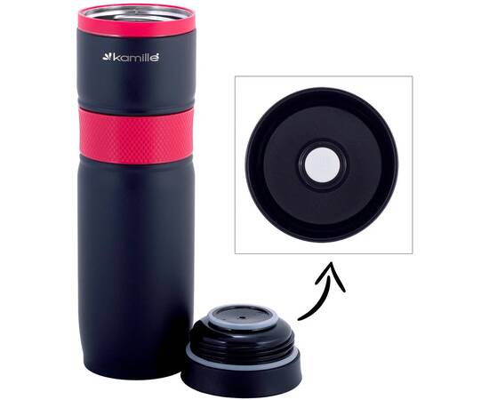 Термокружка 900 мл с TPR-вставкой Kamille (2068), изображение 5