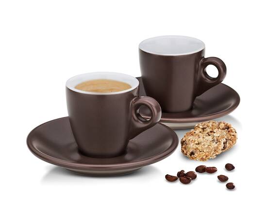 Набір чашок із блюдцем для еспресо KELA Mattia 4 предмети, коричневий (12755), зображення 2