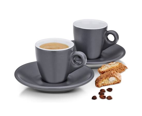Набір чашок із блюдцем для еспресо KELA Mattia 4 предмета, сірий (12751), зображення 2