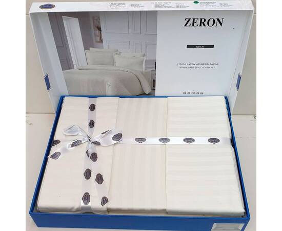 Постельное белье Satin Strip 160x220 KREM Zeron (17712), Размер: полуторный 160х220, Основной цвет: кремовый, изображение 2