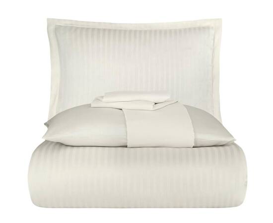 Постельное белье Satin Strip 160x220 KREM Zeron (17712), Размер: полуторный 160х220, Основной цвет: кремовый, изображение 3