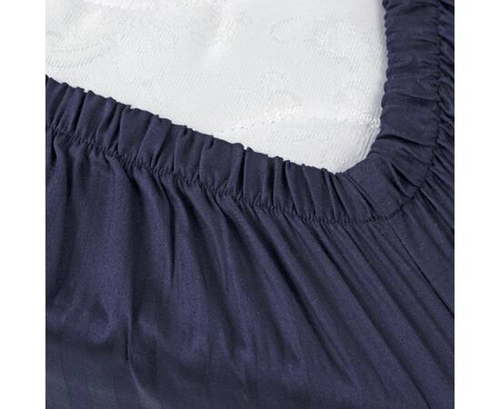 Простирадло на гумці Iris Home сатин-страйп 1x1 темно-синій 160x200x25 (svt-2000022280525), Колір: синій, Тип: простирадла на гумці, Розмір: 160x200x25, зображення 2