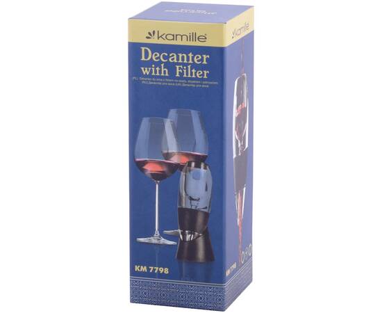 Декантер для вина з акрилу з фільтром та підставкою 7,8x8,5x22,5 см. Kamille (7798), зображення 4