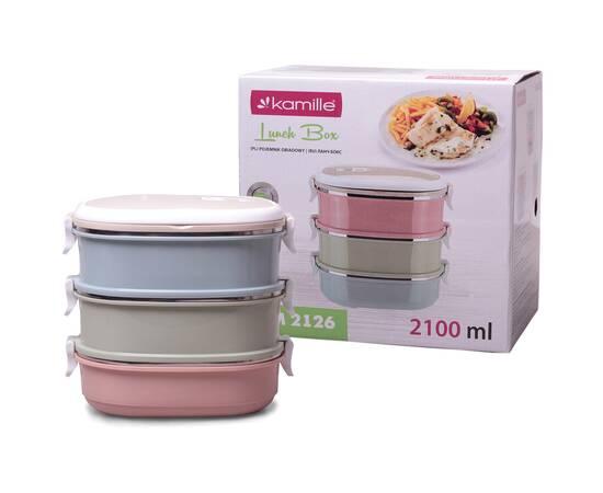 Ланч бокс тройной 2100 мл 20x14.5x18.5 см Kamille (2126)