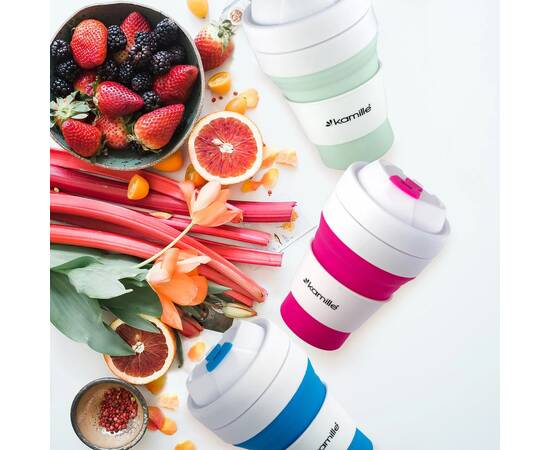 Термокружка 350 мл из силикона с пластиковой вставкой Kamille (2034), изображение 7