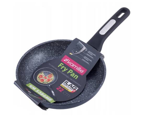 Сковорода О22 см із покриттям чорний мармур Kamille (5386MR), Колір: чорний, Тип: сковорода, Форма: кругла, Діаметр (см): 22, зображення 4