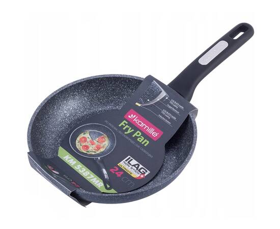 Сковорода О24 см із покриттям чорний мармур Kamille (5387MR), Колір: чорний, Тип: сковорода, Форма: кругла, Діаметр (см): 24, зображення 4