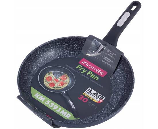 Сковорода О30 см с покрытием чёрный мрамор Kamille (5391MR), Цвет: черный, Тип: сковорода, Форма: круглая, Диаметр (см): 30, изображение 4