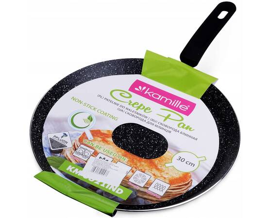 Сковорода для млинців О30 см Kamille (0621MR), Колір: чорний, Тип: сковорода для млинців, Форма: кругла, Діаметр (см): 30, зображення 2