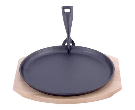 Сковорода чавунна О25 см. з дерев'яною підставкою Kamille (4809V), зображення 2