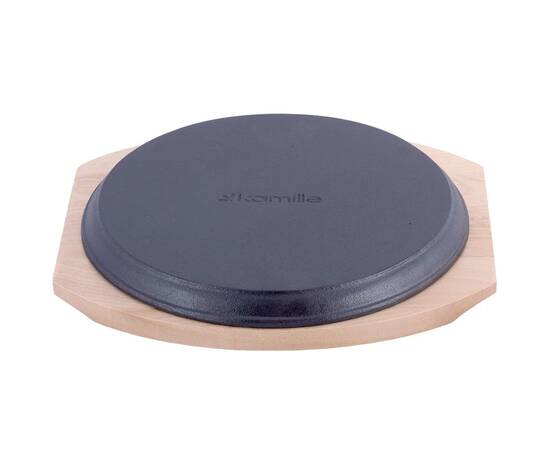 Сковорода чавунна О25 см. з дерев'яною підставкою Kamille (4809V), зображення 5