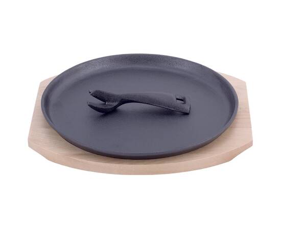 Сковорода чавунна О25 см. з дерев'яною підставкою Kamille (4809V), зображення 6