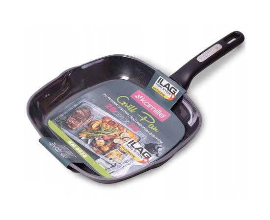 Сковорода-гриль 28x28x4 см со сверхпрочным антипригарным покрытием ILAG Kamille (4418), Цвет: черный, Тип: сковорода-гриль, Форма: квадратная, Диаметр (см): 28, изображение 2