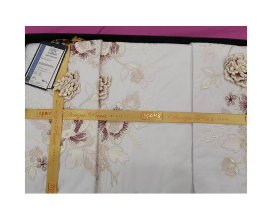 Комплект постельного белья Mays ранфорс с вышивкой Diva V 01 двуспальный Евро, Размер: двуспальный евро 200х220, Основной цвет: белый, изображение 2