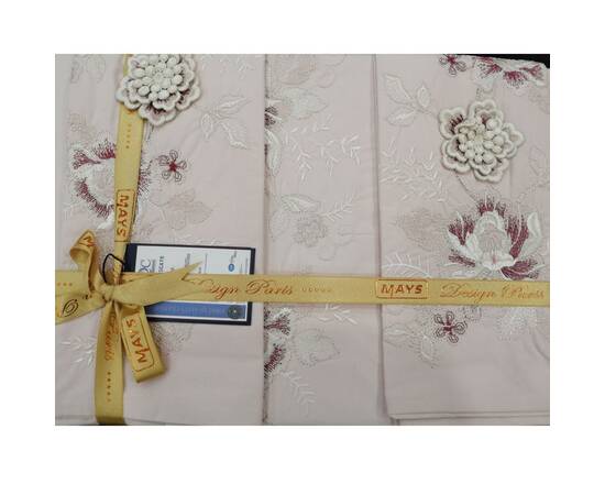 Комплект постельного белья Mays ранфорс с вышивкой Diva V 56 двуспальный Евро, Размер: двуспальный евро 200х220, Основной цвет: бежевый, изображение 2