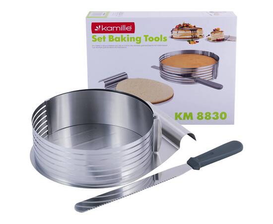 Форма для бісквіту регульована O24,5-33 см з ножем та підносом Kamille (8830), зображення 4
