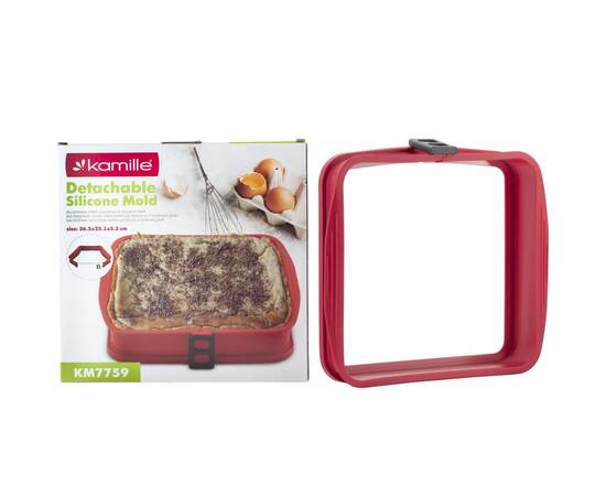 Форма силіконова квадратна 26,5x25,1x5,3 см зі скляним дном Kamille (7759), зображення 3