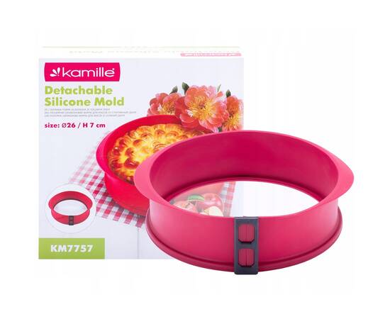 Силіконова форма кругла 26x7 см зі скляним дном Kamille (7757), зображення 4