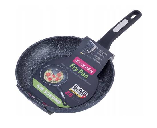 Сковорода О26 см с покрытием чёрный мрамор Kamille (5389MR)