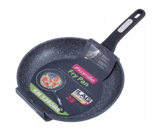 Сковорода О28 см із покриттям чорний мармур Kamille (5390MR), Колір: чорний, Тип: сковорода, Форма: кругла, Діаметр (см): 28, зображення 3