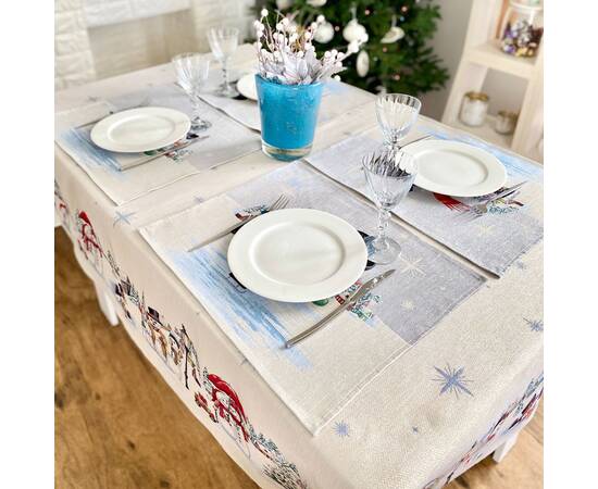 Серветка-підкладка під тарілку Сніговики-витівники 37х49 LiMaSo (RUNNER1062-49), Тип: серветки, Основний колір: червоний, Форма скатертини: прямокутна, Розмір: 37x49, зображення 4