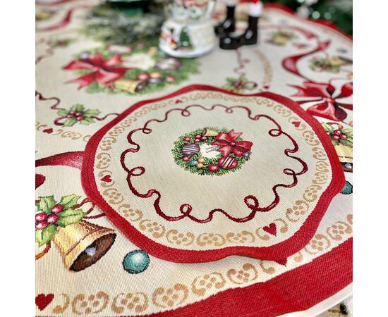 Серветка-підкладка під тарілку з мереживом Дзвоники і віночок O30 LiMaSo (ROUND010M-30D), Тип: салфетки, Цвет: красный, Форма скатерти: круглая, Размер: Ø30, изображение 2