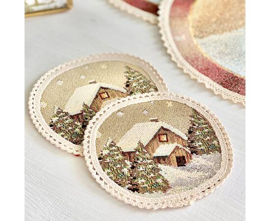 Серветка-підкладка під тарілку з мереживом Карпатська ніч O10 LiMaSo (ROUND740M-10D), Тип: салфетки, Цвет: коричневый, Форма скатерти: круглая, Размер: Ø10, изображение 2