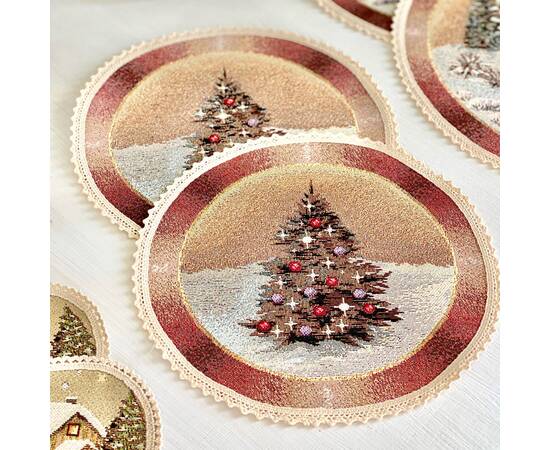 Серветка-підкладка під тарілку з мереживом Карпатська ніч O20 LiMaSo (ROUND740M-20D), Тип: салфетки, Цвет: коричневый, Форма скатерти: круглая, Размер: Ø20, изображение 2