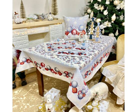 Скатертина гобеленова Квітчасте Різдво 137х180 LiMaSo (RUNNER904-180), Тип: скатерти, Цвет: голубой, Форма скатерти: прямоугольная, Размер: 137x180, изображение 3