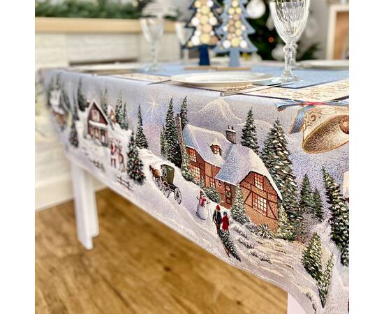 Скатертина гобеленова Різдво в Карпатах 137х137 LiMaSo (RUNNER723-137)