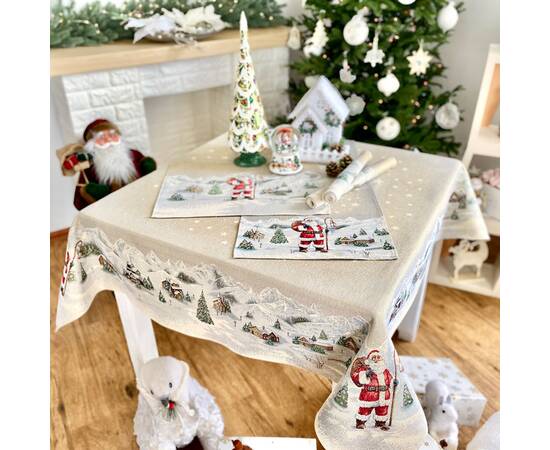 Скатертина гобеленова Зоряне сяйво 137х137 LiMaSo (RUNNER974-137), Тип: скатерти, Цвет: зеленый, Форма скатерти: квадратная, Размер: 137x137, изображение 3