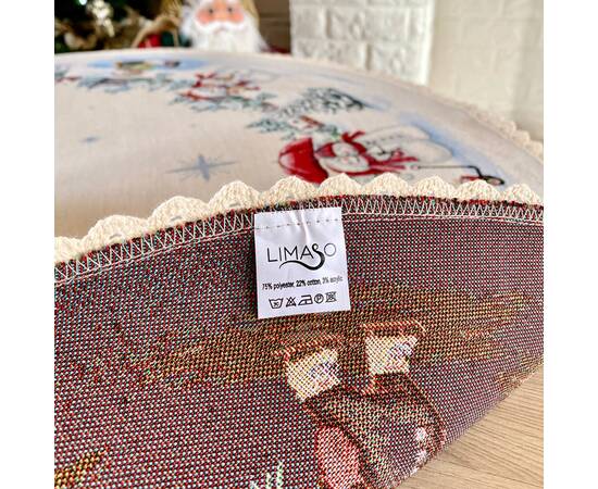 Скатертина гобеленова з мереживом Сніговики-витівники O90 LiMaSo (ROUND1062M-90D)