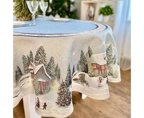 Скатертина гобеленова овальна Різдво в Карпатах 160х300 LiMaSo (OVAL723-300)
