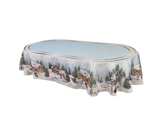 Скатертина гобеленова овальна Різдво в Карпатах 160х300 LiMaSo (OVAL723-300)