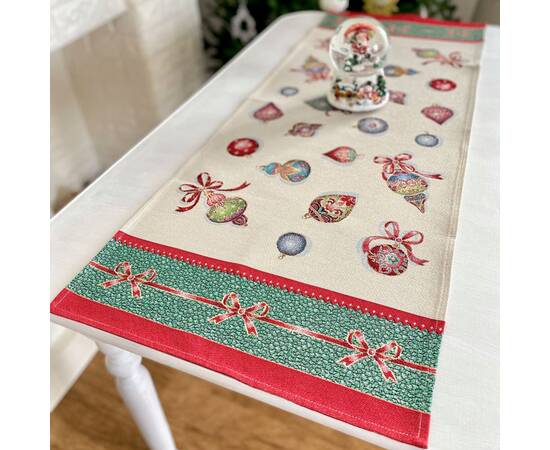 Наперон гобеленовий Ялинкові прикраси 45х140 LiMaSo (RUNNER336V-45), Тип: доріжки (раннери), Основний колір: зелений, Форма скатертини: прямокутна, Розмір: 45x140