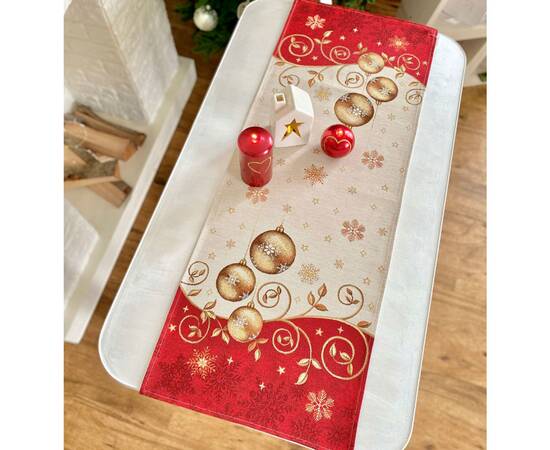 Наперон гобеленовий Новорічне диво 45х140 LiMaSo (RUNNER670-45), Тип: дорожки (раннеры), Цвет: красный, Форма скатерти: прямоугольная, Размер: 45x140