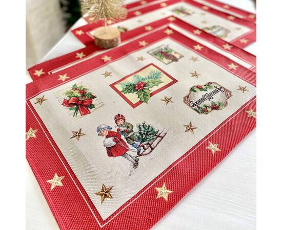 Серветка-підкладка під тарілку гобеленова Коляда 37х49 LiMaSo (RUNNER535-49), Тип: сети та підтарільники, Основний колір: червоний, Форма скатертини: прямокутна, Розмір: 37x49, зображення 2