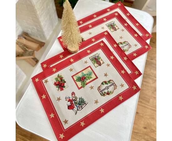 Серветка-підкладка під тарілку гобеленова Коляда 37х49 LiMaSo (RUNNER535-49), Тип: сети та підтарільники, Основний колір: червоний, Форма скатертини: прямокутна, Розмір: 37x49