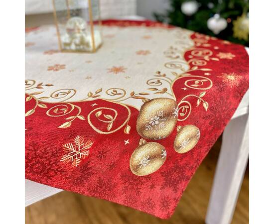 Скатертина гобеленова Новорічне диво 97х100 LiMaSo (RUNNER670-100 (без люрексу)), Тип: скатерти, Цвет: красный, Форма скатерти: квадратная, Размер: 97x100, изображение 2